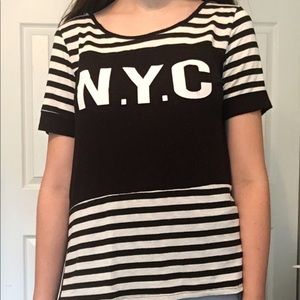 NYC black, striped top